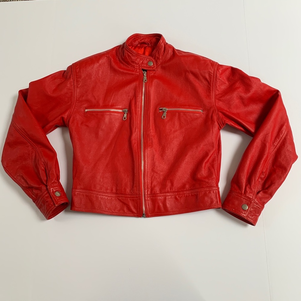 Bright Red Wilson’s Leather Women’s Jacket Size S